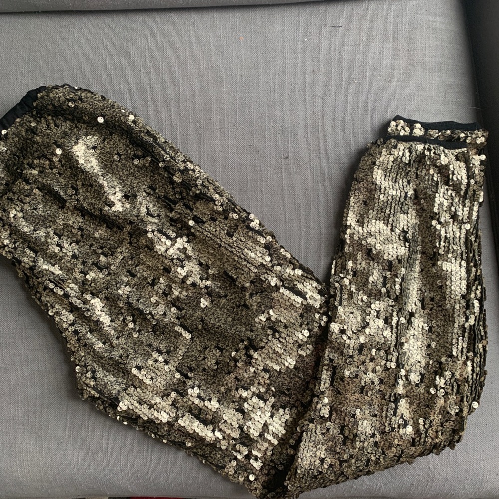 Sequin drawstring pants